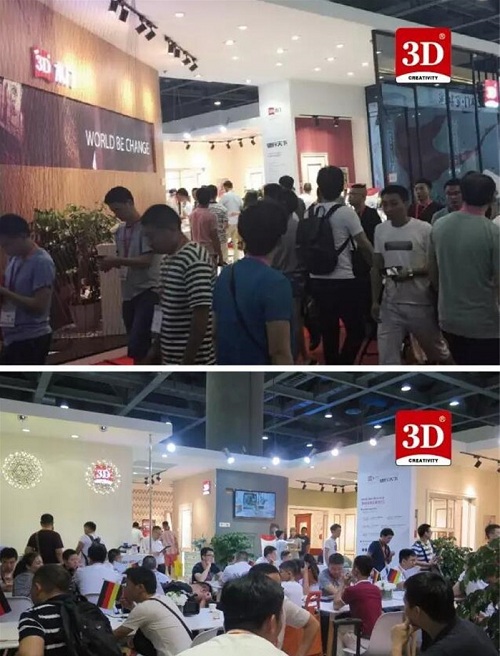 木门店引流 广州建博会“花枝招展” 最引人注目的3D木门头戴光环!
